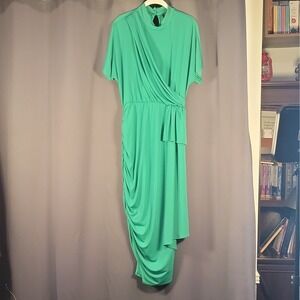 Brigitte Brianna Cleo Women's Green Mock Neck  Maxi Dress Size L